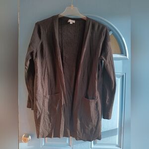 Black Open Front Long Cardigan